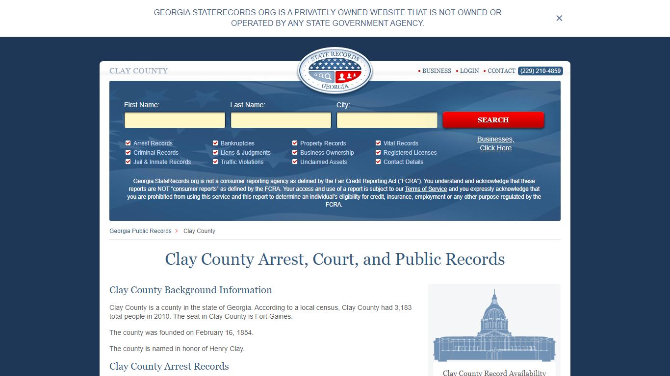 Clay County Arrest, Court, and Public Records